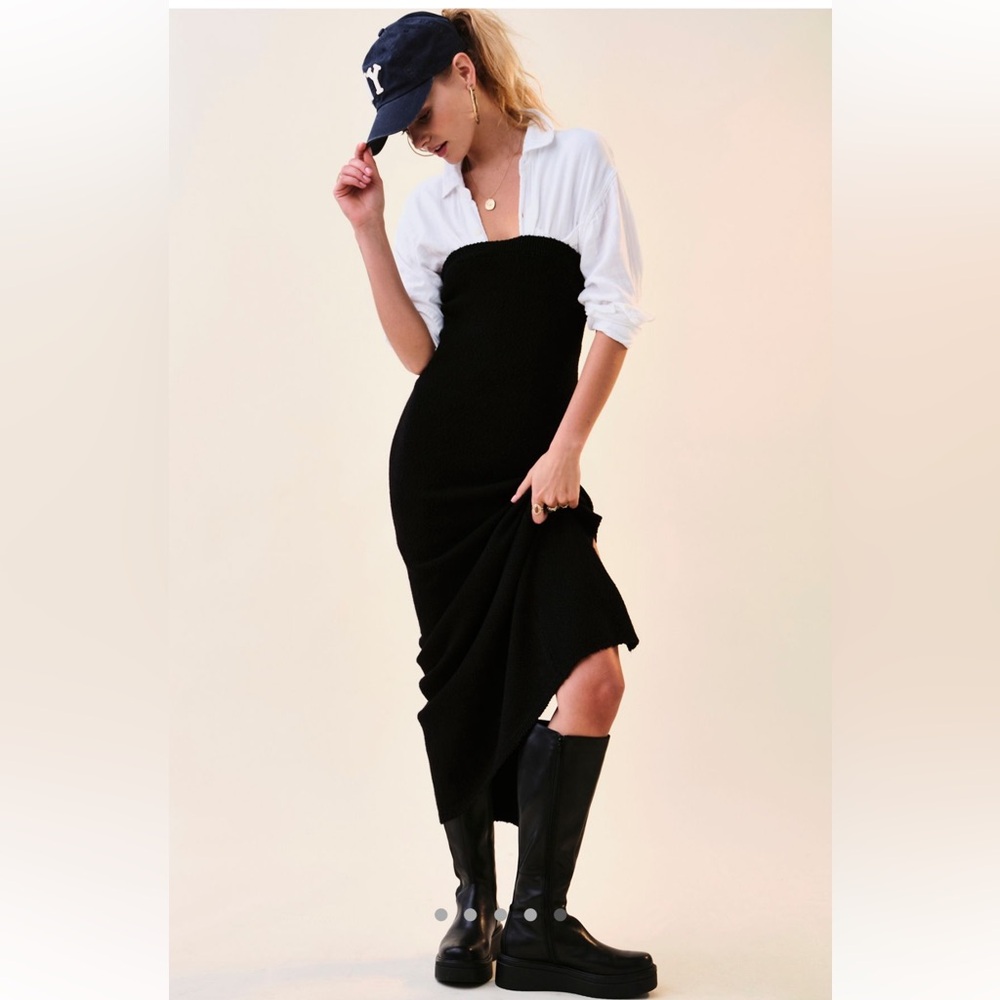 FREE PEOPLE Rio Sweater Maxi Strapless Dress, Size Medium, Black - Picture 5 of 9